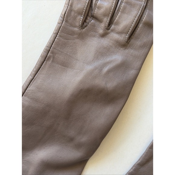 Vintage VTG Lord & Taylor Brown Taupe Silk Lined Leather Gloves Womens 7.5 - Picture 12 of 16